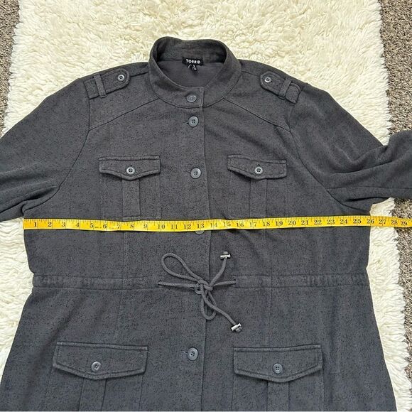 Torrid Grey French Terry Knit Military Jacket Size 22/24 - Picture 3 of 7